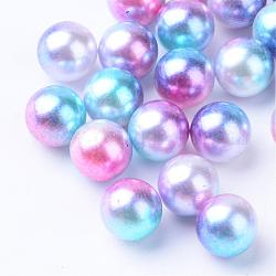 Regenbogen Acryl Nachahmung Perlen, Farbverlauf Meerjungfrau Perlen, kein Loch, Runde, Deep-Sky-blau, 4 mm, ca. 10000 Stk. / Beutel