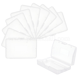 Cajas de plástico rectangulares, contenedores de almacenamiento de cuentas y tarjetas de juego, con tapa abatible, blanco, 6.4x4x1.3 cm
