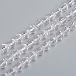 Natürlichem Quarz-Kristall-Perlen Stränge, Doppelkegel, 5.7~6x6 mm, Bohrung: 1 mm, ca. 63 Stk. / Strang, 15.35 Zoll (36.5 cm)