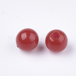 Eco-Friendly Plastic Beads, Half Drilled Beads, Round, Red, 5mm, Half Hole: 1mm