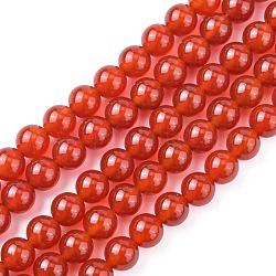 Natürlichen Karneol-Perlen Stränge, Klasse A, gefärbt, Runde, 8 mm, Bohrung: 1 mm, 24 Stk. / Strang, 8 Zoll