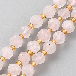 Madagascar rosa naturale perle di quarzo fili, con perline semi, dadi celesti a sei facce, sfaccettato, 6~6.5x6~6.5mm, Foro: 1 mm, circa 50pcs/filo, 15.75 pollice (40 cm)