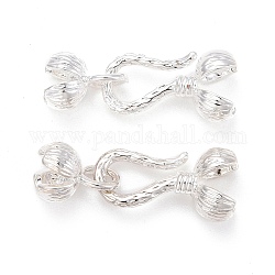 Verrouillage des pointes de perles en laiton doubles, calotte embouts par des boucles, couvre-nœuds à clapet, couleur d'argent, 13.5x7mm, diamètre intérieur: 5 mm, 8x6x5.5mm, diamètre intérieur: 4 mm