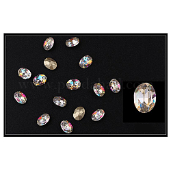 Glass Rhinestone Cabochons, Nail Art Decoration Accessories, Oval, Crystal AB, 8x6mm