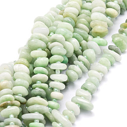 Natürliche myanmarische Jade / burmesische Jade-Perlenstränge, Nuggets, 8~11x9~14x1.5~5 mm, Bohrung: 0.8 mm, ca. 74 Stk. / Strang, 15.55'' (39.5 cm)