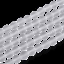 Chapelets de perles en verre transparente  , mat, ronde, clair, 4~4.5mm, Trou: 0.8mm, Environ 97~99 pcs/chapelet, 14.76 pouce ~ 14.96 pouces (37.5~38 cm)