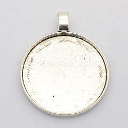 Alloy Pendant Cabochon Settings, Plain Edge Bezel Cups, DIY Findings for Jewelry Making, Cadmium Free & Nickel Free & Lead Free, Flat Round, Antique Silver, 62.5x50x4mm