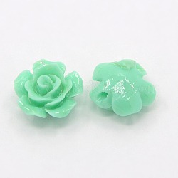 Synthetic Coral 3D Flower Rose Beads, Dyed, Aquamarine, 12x6mm, Hole: 1.5mm