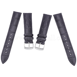 Bandas de reloj de cuero gorgecraft, con cierres de acero inoxidable, negro, 88x22x2mm, 124x20x2mm