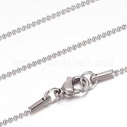 304 Stainless Steel Ball Chain Necklaces, with Lobster Claw Clasps, Stainless Steel Color, 19.5 inch~20 inch(49.5~50.8cm), 1.2mm