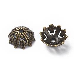 Ausgefallene Perlenkappen im tibetischen Stil, Bleifrei und cadmium frei, Antik Bronze, 14x6 mm, Bohrung: 2 mm