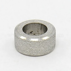 Perline strutturate a grandi fori in acciaio inossidabile, colore acciaio inossidabile, 10x5mm, Foro: 6 mm