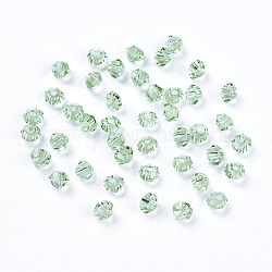 Abalorios de cristal austriaco de imitación, aaa grado, facetados, bicono, verde lima, 3x3mm, agujero: 0.7~0.9 mm