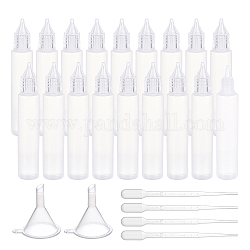 BENECREAT PE Squeeze Bottle Kits, with Plastic Funnel Hopper & Dropper, White, 22x120mm, Capacity: 30ml(1.01 fl. oz)