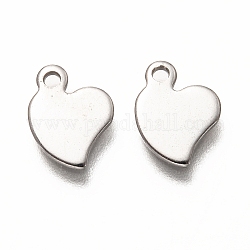 304 Stainless Steel Charms, Laser Cut, Heart, Stainless Steel Color, 10.5x8x0.8mm, Hole: 1.4mm