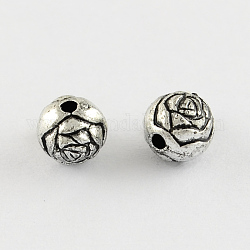 Round Flower Antique Acrylic Beads, Antique Silver Plated, 6mm, Hole: 2mm, about 4100pcs/500g