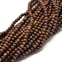 Natural Red Tiger Eye Round Bead Strands, 4mm, Hole: 1mm, about 98pcs/strand, 16 inch