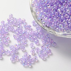 Perles acryliques transparentes écologiques, ronde, couleur ab , lilas, 8mm, Trou: 1.5mm
