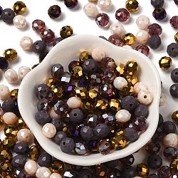 Perles en verre, facette, rondelle, violet, 8x6mm, Trou: 1mm, environ 145 pcs/60 g
