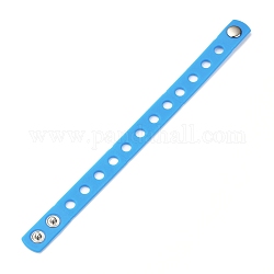 Unisex-Silikonkordel-Armbänder, mit plattiertem Platin Zubehör asu Eisen, Licht Himmel blau, 8-3/8 Zoll (21.3 cm)
