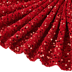 Tessuto in poliestere elasticizzato con paillettes, per la fase di performance del vestito, rettangolo, rosso scuro, 125~150x0.5cm