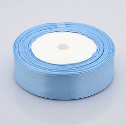 Ruban de satin bleu clair de 1 pouce (25 mm) pour la décoration de fête de bricolage, 25yards / roll (22.86m / roll)