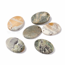 Натуральная полихромная яшма/камень Пикассо/подвески из яшмы Пикассо, овальные, 37.5~40x28~29.5x3.5~6 мм, отверстие : 1.8~2 мм
