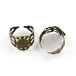 Anillos de latón ajustables, componentes del anillo de filigrana, Bronce antiguo, Bandeja: 10 mm, 19mm