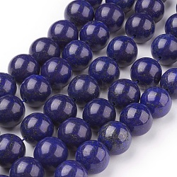Chapelets de perles en lapis-lazuli naturel, teinte, ronde, bleu, 14mm, Trou: 1mm, Environ 14 pcs/chapelet, 7.6 pouce