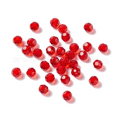 Abalorios de cristal austriaco de imitación, aaa grado, facetas (32 facetas), redondo, rojo, 6mm, agujero: 0.7~0.9 mm