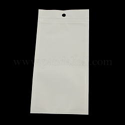 Bolsas de plástico con cierre de película de perlas, bolsas de embalaje resellables, con orificio para colgar, sello superior, bolsa autoadhesiva, Rectángulo, blanco, 20x12 cm, medida interior: 17x11 cm