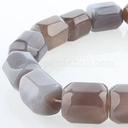 Natural Grey Agate Bead Strands, Faceted Cuboid, 20x15x15mm, Hole: 1mm, about 19pcs/strand, 15.55inch