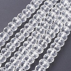 Perles de verre rondelles facettées faites à la main, pour bricolage, clair, 12x8mm, Trou: 1mm, Environ 72 pcs/chapelet