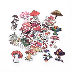 50 pièces ensemble d'étiquettes autocollantes en papier champignon dessin animé, autocollants d'étiquette adhésive, pour valise et planche à roulettes et décor de réfrigérateur, rose, 56~74x29~62x0.3mm