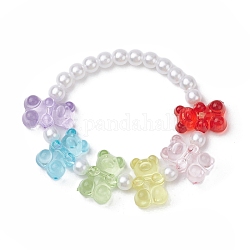 Braccialetti con perline acriliche a forma di orso per bambini, con rotonde perle perline acrilico, colorato, 1/4 pollice (0.6 cm), diametro interno: 1-1/2 pollice (3.7 cm)