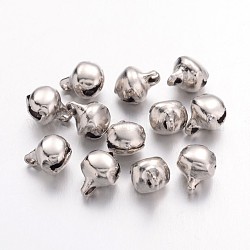Iron Bell Charms, Nice For Christmas Day Decoration, Platinum, 8x6mm, Hole: 1mm