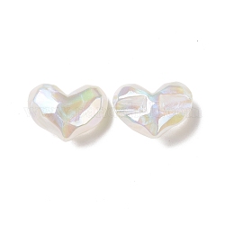 Opaque Acrylic European Beads, Large Hole Beads, AB Color Plated, Heart, White, 26x34.5x16mm, Hole: 4mm
