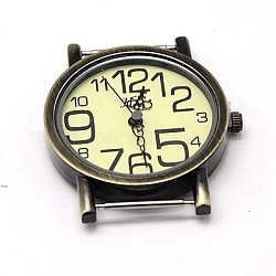 Compoments de montres en alliage, plat rond, bronze antique, 43x35x7mm, Trou: 8x1mm