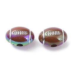 Perline acriliche opache con placcatura uv, iridescente, rugby, marrone noce di cocco, 18.5x12.5x12mm, Foro: 3.5 mm