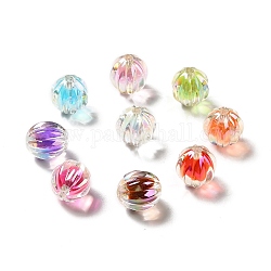 Perles acryliques irisées arc-en-ciel à placage uv bicolore, citrouille, couleur mixte, 15.5x14.5~15mm, Trou: 2.7~2.8mm