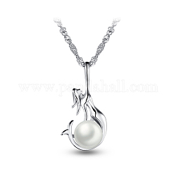 Shegrace chic 925 collana con ciondolo sirena in argento sterling perla d'acqua dolce, colore conchiglia, 17.7 pollice
