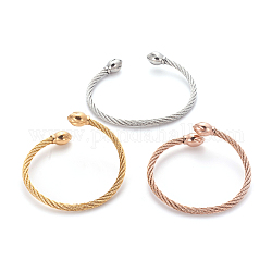 Ensembles de bracelets manchette en 304 acier inoxydable, bracelet de couple, couleur mixte, 2-1/8 pouce (5.4 cm), 3 pièces / kit