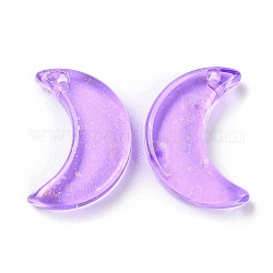 Perlas de vidrio de pintura transparente para hornear, luna, superior perforado, púrpura medio, 15.5x13x3.5mm, agujero: 1.2 mm