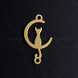 20119x11x1ステンレス鋼の子猫リンクコネクター  猫の形をした三日月  ゴールドカラー  1.2mm  穴：[1]mm