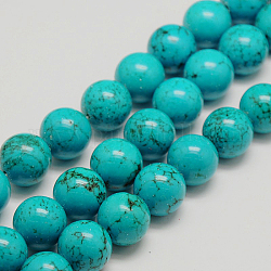 Natural Howlite Beads Strands, Round, Dyed & Heated, Dark Turquoise, 16mm, Hole: 1mm, about 25pcs/strand, 15.7 inch, about 6strands/kg