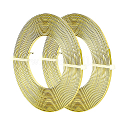Benecreat filo di alluminio, filo piatto, filo della striscia della lunetta per la fabbricazione di gioielli cabochon, giallo verde, 3x1mm, circa 5m/rotolo
