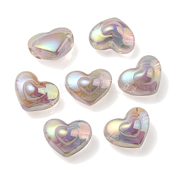 Placcatura uv perline acriliche trasparenti iridescenti arcobaleno, Two Tone, cuore, Gainsboro, 13x16.5x9mm, Foro: 3 mm