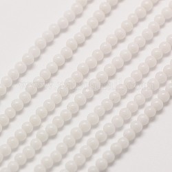 Brins de perles rondes en verre opaque, blanc, 2mm, Trou: 0.8mm, Environ 184 pcs/chapelet, 16 pouce