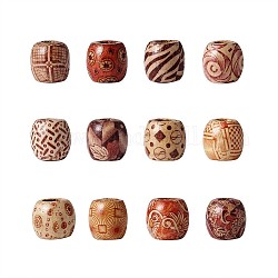 Perles de baril de bois, sans plomb, pour la fabrication de bijoux écartement breloques lâches, couleur mixte, 16x17mm, Trou: 7mm, environ 45~50 pcs / boîte