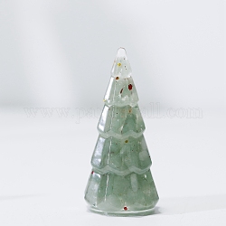 Decorazioni per esposizione artigianali in resina e chip di avventurina verde naturale, statuina dell'albero di Natale, per l'ornamento feng shui domestico, 30x60mm